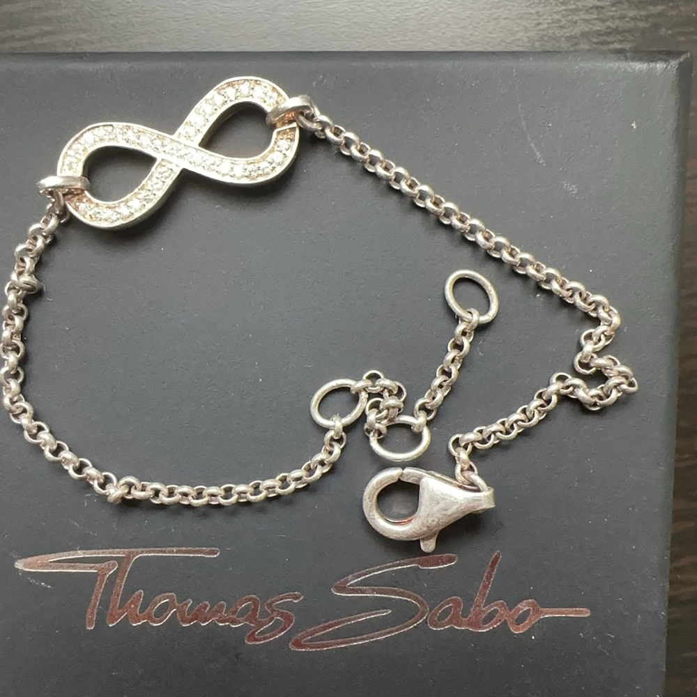 Thomas Sabo Silver Infinity Charm Bracelet with Crystal Stones